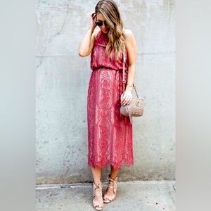 Rose Lace Midi Dress